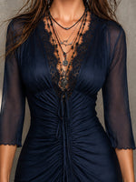 Élodie | Vestido mini de rejilla con encaje vintage y cordón