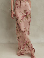 Lia | Vestido largo de muselina con estampado floral y escote de gota