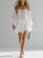 Mélusine | Vestido mini fluido estilo boho con hombros al aire