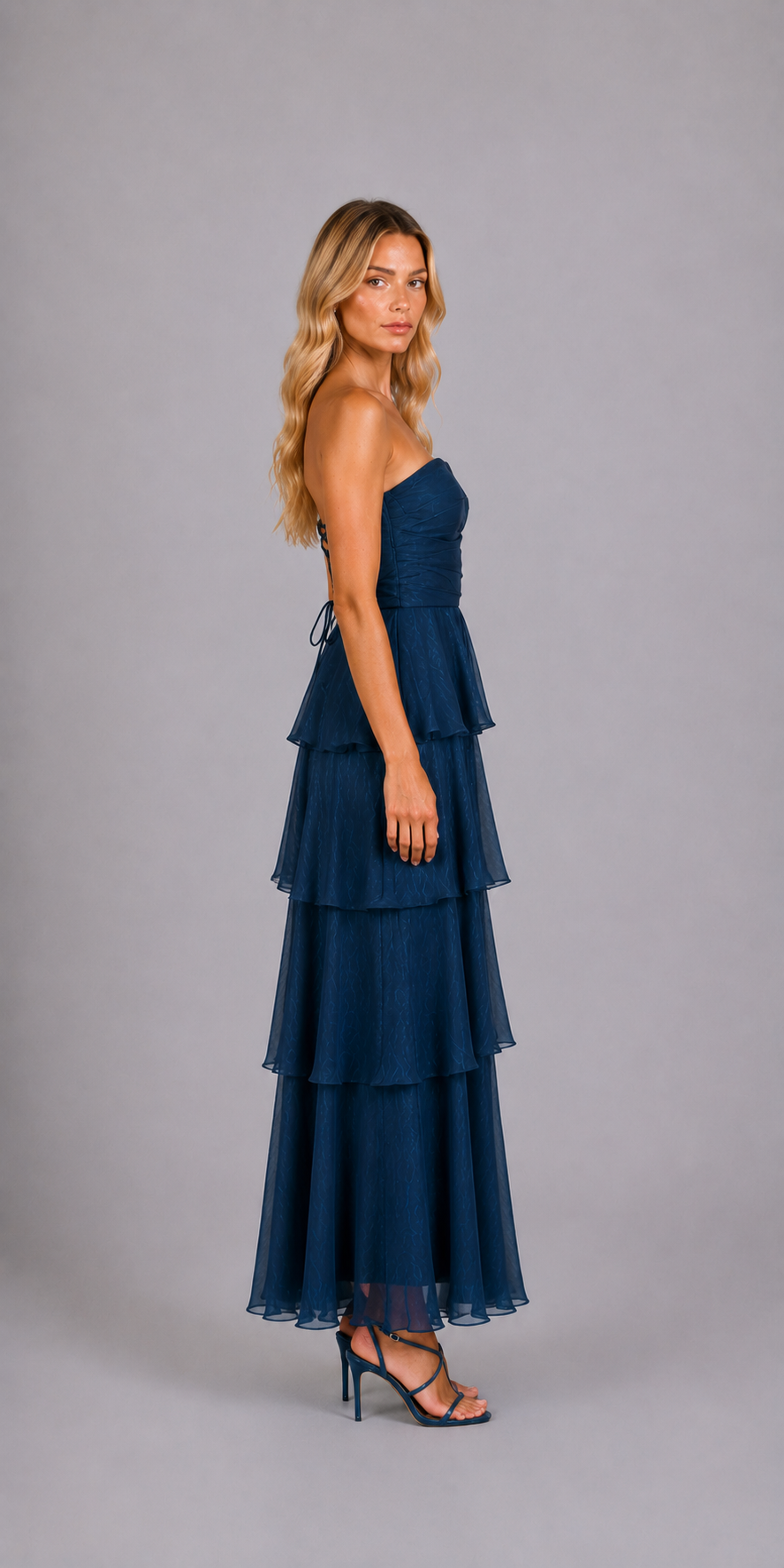 Robe de soirée à volants étagés
