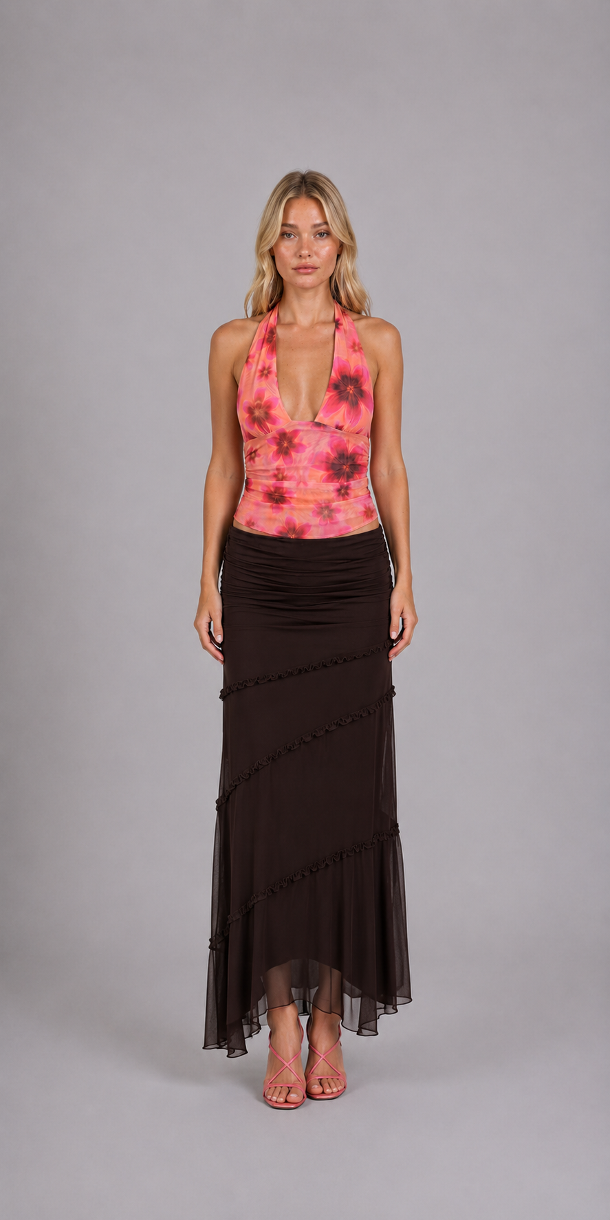 Top dos nu à imprimé floral