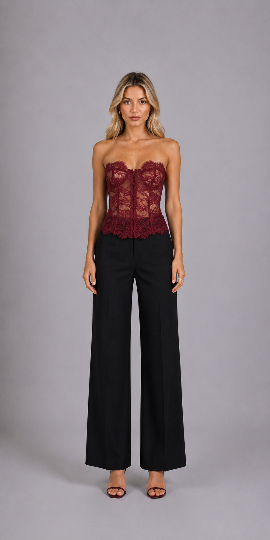 Top corset en dentelle sans bretelles