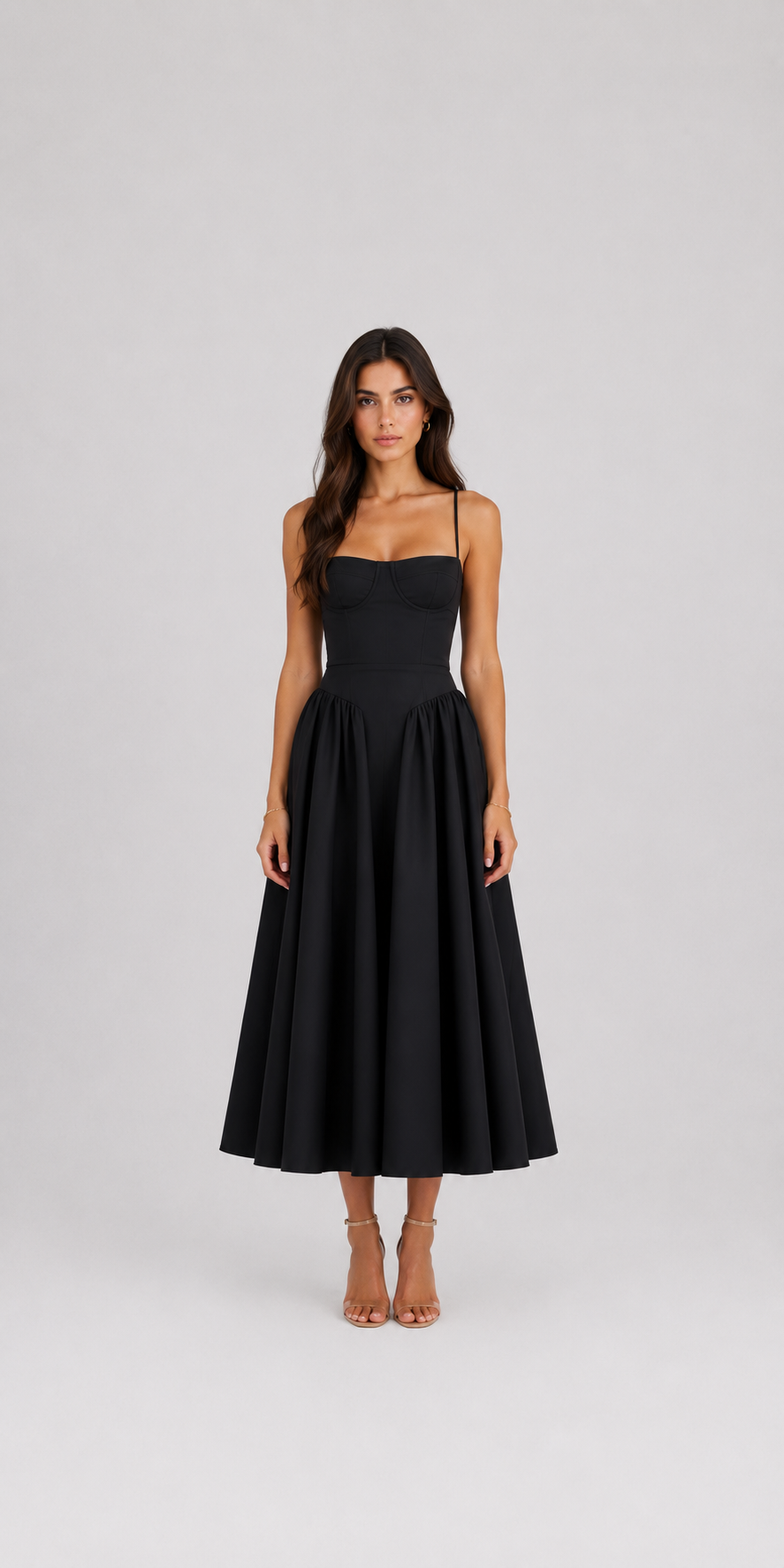 Robe midi avec décolleté en V et fente latérale