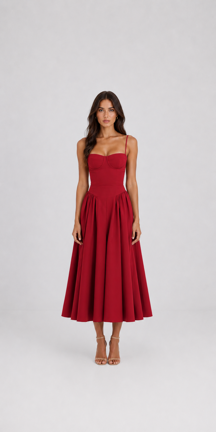 Robe midi avec décolleté en V et fente latérale