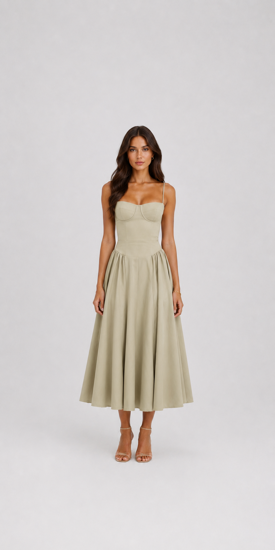 Robe midi avec décolleté en V et fente latérale
