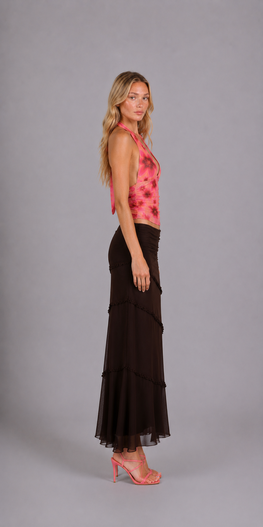 Top dos nu à imprimé floral
