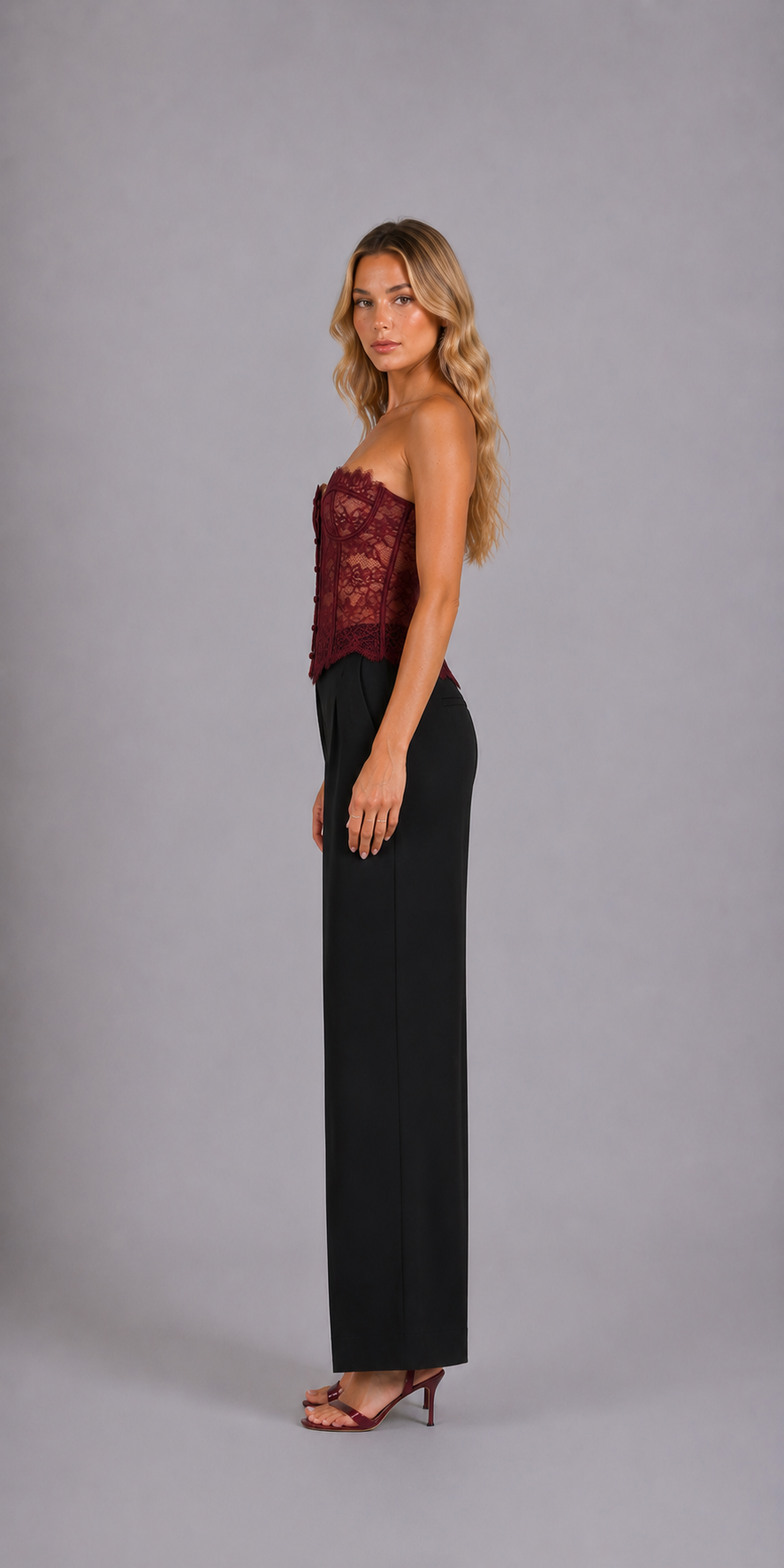 Top corset en dentelle sans bretelles