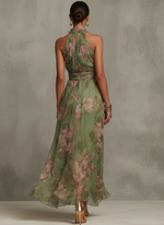 Serena | Vestido largo de muselina floral con sisa americana