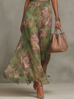 Serena | Vestido largo de muselina floral con sisa americana