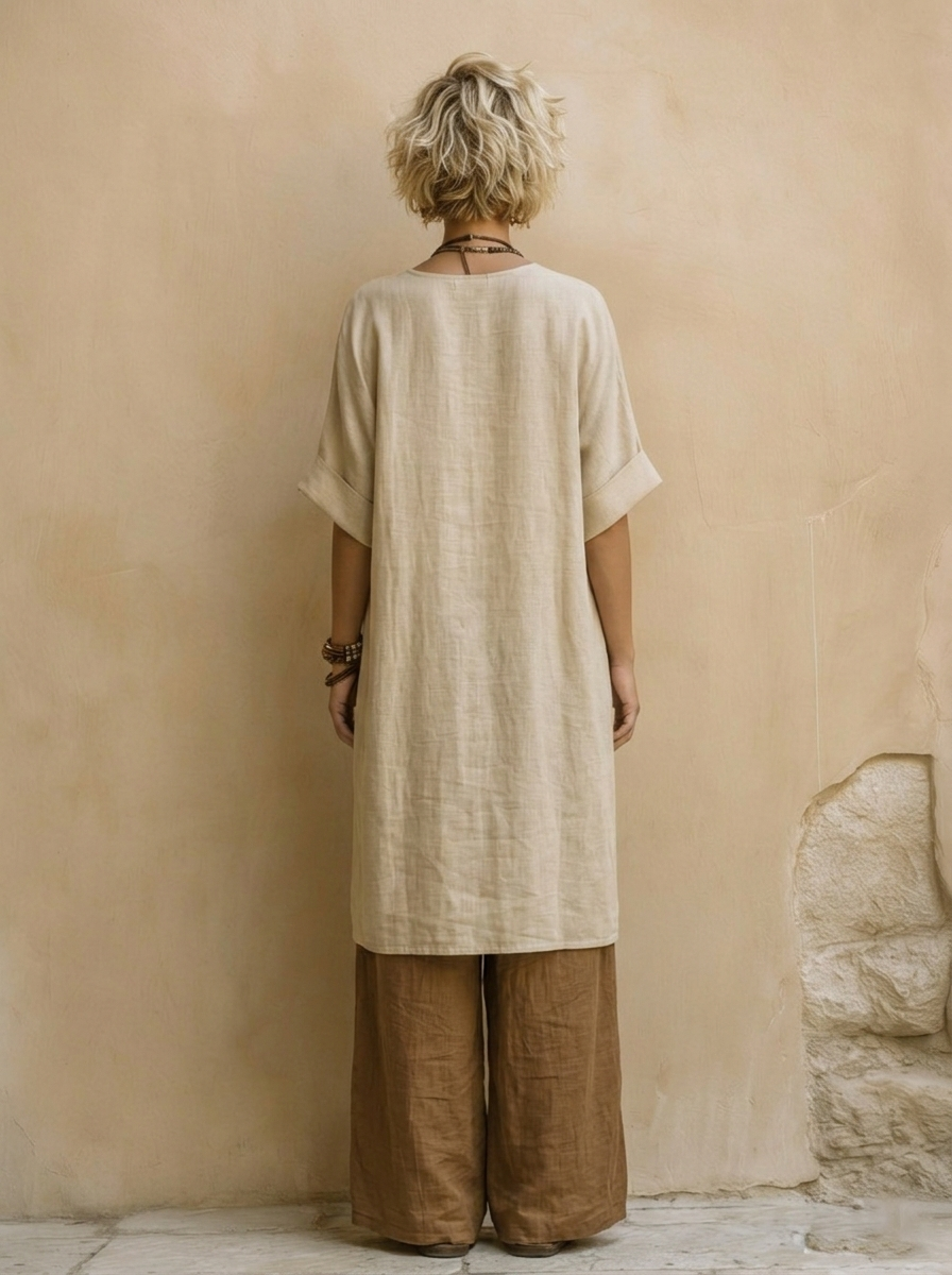 Juliette | Conjunto de tres piezas boho gris oscuro y marrón con motivo tribal