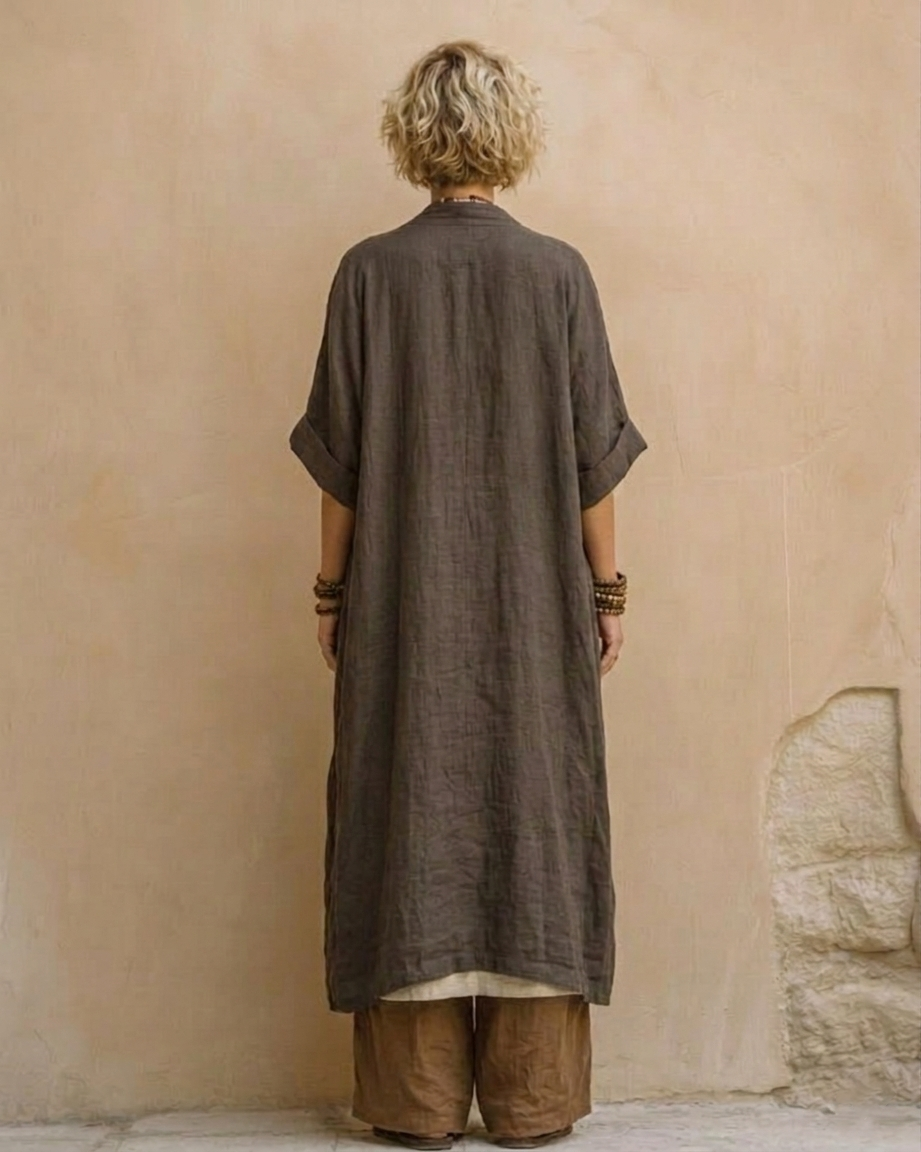 Juliette | Conjunto de tres piezas boho gris oscuro y marrón con motivo tribal