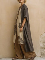 Juliette | Conjunto de tres piezas boho gris oscuro y marrón con motivo tribal